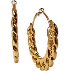 NWOT INC International Concepts Large Gold-Tone Chain-Link Hoop Earrings 3”